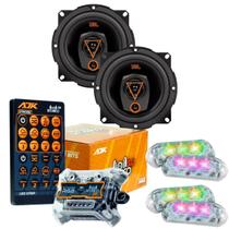 Kit 2 Alto Falantes Triaxiais JBL 5TRMS80 160 Watts Rms + Kit 4 Strobo AJK 6W Ritimico 3.0