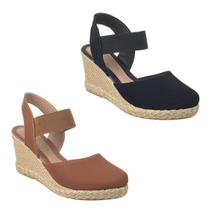 Kit 2 Anabela Fechada Salto Alto Bloco Meia Pata Elastico