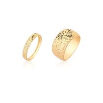 Kit 2 Anéis Conjunto Anel Largo 10mm Aparador Ouro 10k