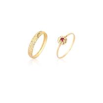 Kit 2 Anéis Conjunto Anel Pedra Delicado Aparador Ouro 10k