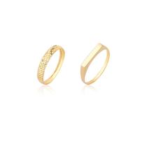 Kit 2 Anéis Conjunto Aparador Quadrado Ouro 10k Maciço