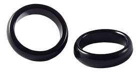 Kit 2 Anel De Coco Tucum Unissex Preto Brilhante