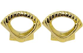 Kit 2 Anel Porta Guardanapo Concha Leque Dourado Porcelana