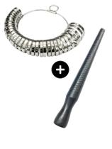Kit 2 Aneleira Metal Medidor Dedo Bastão Plástico Pau Medir