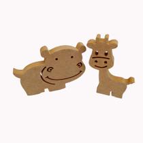 Kit 2 Animais Safari Mdf Cru Hipopótamo e Girafa Para Decorar Quarto Mesa Festa Kit 2 Animais Safari Mdf Cru Hipopótamo e Girafa Para Decorar Quarto Mesa Festa
