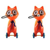 Kit 2 Animal de Brinquedo Gato Chorão Sanfonado Com Som Laranja