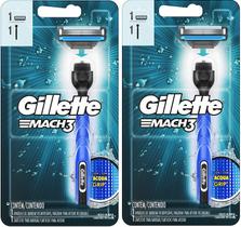 Kit 2 Aparelho de Barbear Gillette Mach3 Acqua-Grip +2 Refil