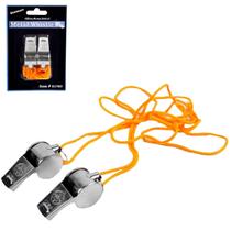Kit 2 apitos de metal com cordão juiz futebol guia excursões