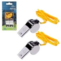 Kit 2 Apitos de Metal Com Cordão Profissional Art Sport