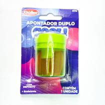 Kit 2 Apontador redondo duplo com deposito escolar material