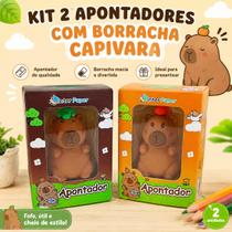 Kit 2 Apontadores Capivara com Borracha PVC Escolar Infantil Fofo Kit 2 Apontadores Capivara com Borracha PVC Escolar Infantil Fofo