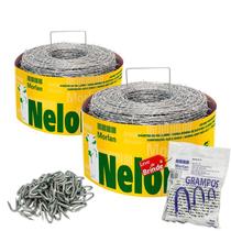 Kit 2 Arame Farpado Para Cerca Nelore 500m + 1kg Grampo Morlan