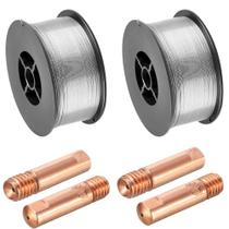 Kit - 2 Arame Mig Uso Sem Gás 0,8mm - 1kg + 4 Bico de Contato 0,8 mm M6X25 - Galzer
