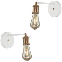 Kit 2 Arandela Articulada Retro Nordic Branco/Cobre Kit 2 Arandela Articulada Retro Nordic Branco/Cobre