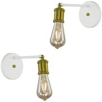 Kit 2 Arandela Articulada Retro Nordic Branco/Dourado Kit 2 Arandela Articulada Retro Nordic Branco/Dourado