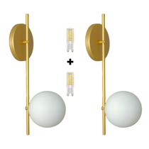 Kit 2 Arandela Bari Globo 12 Dourado Fosco c/ Led 5W 3000K Kit 2 Arandela Bari Globo 12 Dourado Fosco c/ Led 5W 3000K