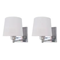 Kit 2 Arandela Base Inox espelho Interruptor Cúpula Algodão Branco Cabeceiras quartos Salas,