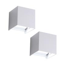 Kit 2 Arandela Blindada Parede Lux Box 3w 3000k Branco