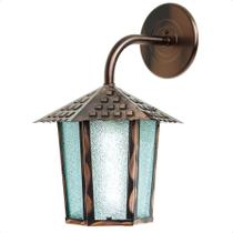 Kit 2 Arandela Colonial Sextavada Vidro Pontilhado E27 Bivolt Cobre