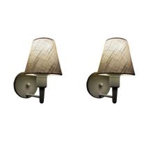 Kit/2 Arandela Cone Md-2012 Branco C/ Inter Liga e Desl Cúpula em Tecido Rustico Bege - Bivolt