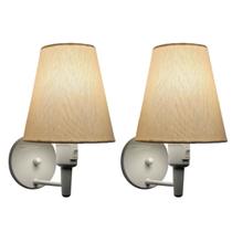 Kit/2 Arandela Cone Md-2013 Branco C/ Inter Liga e Desl Cúpula em Tecido Algodão Crú - Bivolt