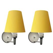 Kit/2 Arandela Cone Md-2013 Branco C/ Inter Liga e Desl Cúpula em Tecido Amarelo - Bivolt