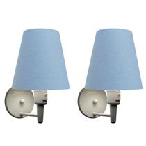 Kit/2 Arandela Cone Md-2013 Branco C/ Inter Liga e Desl Cúpula em Tecido Azul Bebê - Bivolt