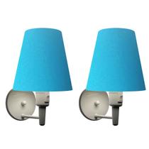 Kit/2 Arandela Cone Md-2013 Branco C/ Inter Liga e Desl Cúpula em Tecido Azul Turquesa - Bivolt