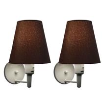 Kit/2 Arandela Cone Md-2013 Branco C/ Inter Liga e Desl Cúpula em Tecido Café - Bivolt