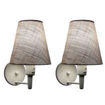 Kit/2 Arandela Cone Md-2013 Branco C/ Inter Liga e Desl Cúpula em Tecido Cinza - Bivolt