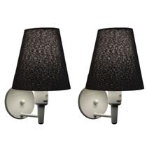 Kit/2 Arandela Cone Md-2013 Branco C/ Inter Liga e Desl Cúpula em Tecido Preto - Bivolt