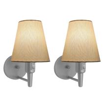 Kit/2 Arandela Cone Md-2013 Cinza C/ Inter Liga e Desl Cúpula em Tecido Algodão Crú - Bivolt