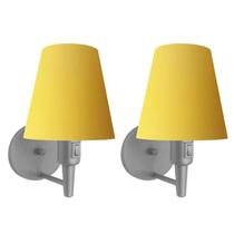 Kit/2 Arandela Cone Md-2013 Cinza C/ Inter Liga e Desl Cúpula em Tecido Amarelo - Bivolt