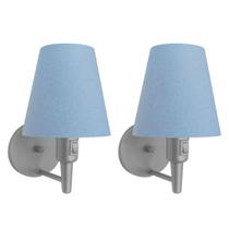 Kit/2 Arandela Cone Md-2013 Cinza C/ Inter Liga e Desl Cúpula em Tecido Azul Bebê - Bivolt