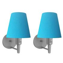 Kit/2 Arandela Cone Md-2013 Cinza C/ Inter Liga e Desl Cúpula em Tecido Azul Turquesa - Bivolt