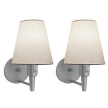 Kit/2 Arandela Cone Md-2013 Cinza C/ Inter Liga e Desl Cúpula em Tecido Branco - Bivolt