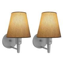 Kit/2 Arandela Cone Md-2013 Cinza C/ Inter Liga e Desl Cúpula em Tecido Palha - Bivolt