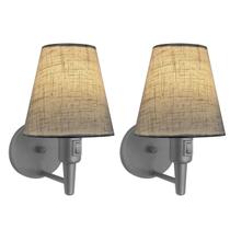 Kit/2 Arandela Cone Md-2013 Cinza C/ Inter Liga e Desl Cúpula em Tecido Rustico Bege - Bivolt