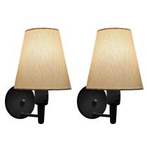 Kit/2 Arandela Cone Md-2013 Preto C/ Inter Liga e Desl Cúpula em Tecido Algodão Crú - Bivolt