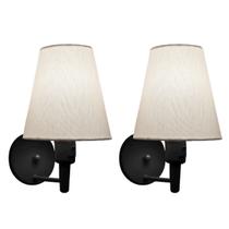 Kit/2 Arandela Cone Md-2013 Preto C/ Inter Liga e Desl Cúpula em Tecido Branco - Bivolt