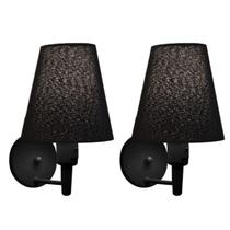 Kit/2 Arandela Cone Md-2013 Preto C/ Inter Liga e Desl Cúpula em Tecido Preto - Bivolt