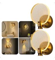 KIT 2 Arandela Cristal Dourada Redondo Bolhas Moderna P/ Cabeceira Cor Dourado 110V/220V KIT 2 Arandela Cristal Dourada Redondo Bolhas Moderna P/ Cabeceira Cor Dourado 110V/220V