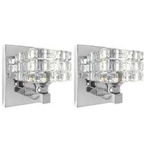 Kit 2 Arandela Cristal Prata K9 Interna Para Lavabo G9 Bet38