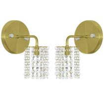 Kit 2 Arandela de Cristal Legitimo Clearcast Redonda Dourado