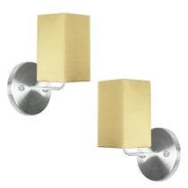 Kit 2 Arandela De Cupula Quadrada Shantung Dourado
