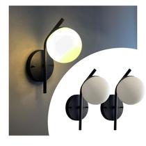 Kit 2 Arandela de Parede Inclinada Moderna Com Vidro Globo 12cm Para Sala de estar, Corredor Casa, Quarto e Cabeceira Cama