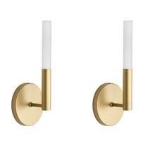 Kit 2 Arandela de Parede Veneza Tubo Difusor em Acrilico Dourado Fosco