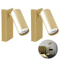 Kit 2 Arandela Dourada Direcionável Leitura Cabeceira Mr11