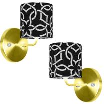 Kit 2 Arandela Dourado De Cupula Cilíndrica Elos Preto