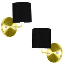 Kit 2 Arandela Dourado De Cupula Cilíndrica Preto Kit 2 Arandela Dourado De Cupula Cilíndrica Preto